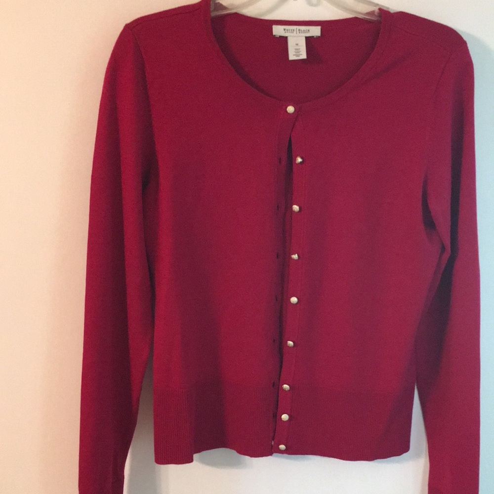 White House Black Market Wine Color Cardigan M
